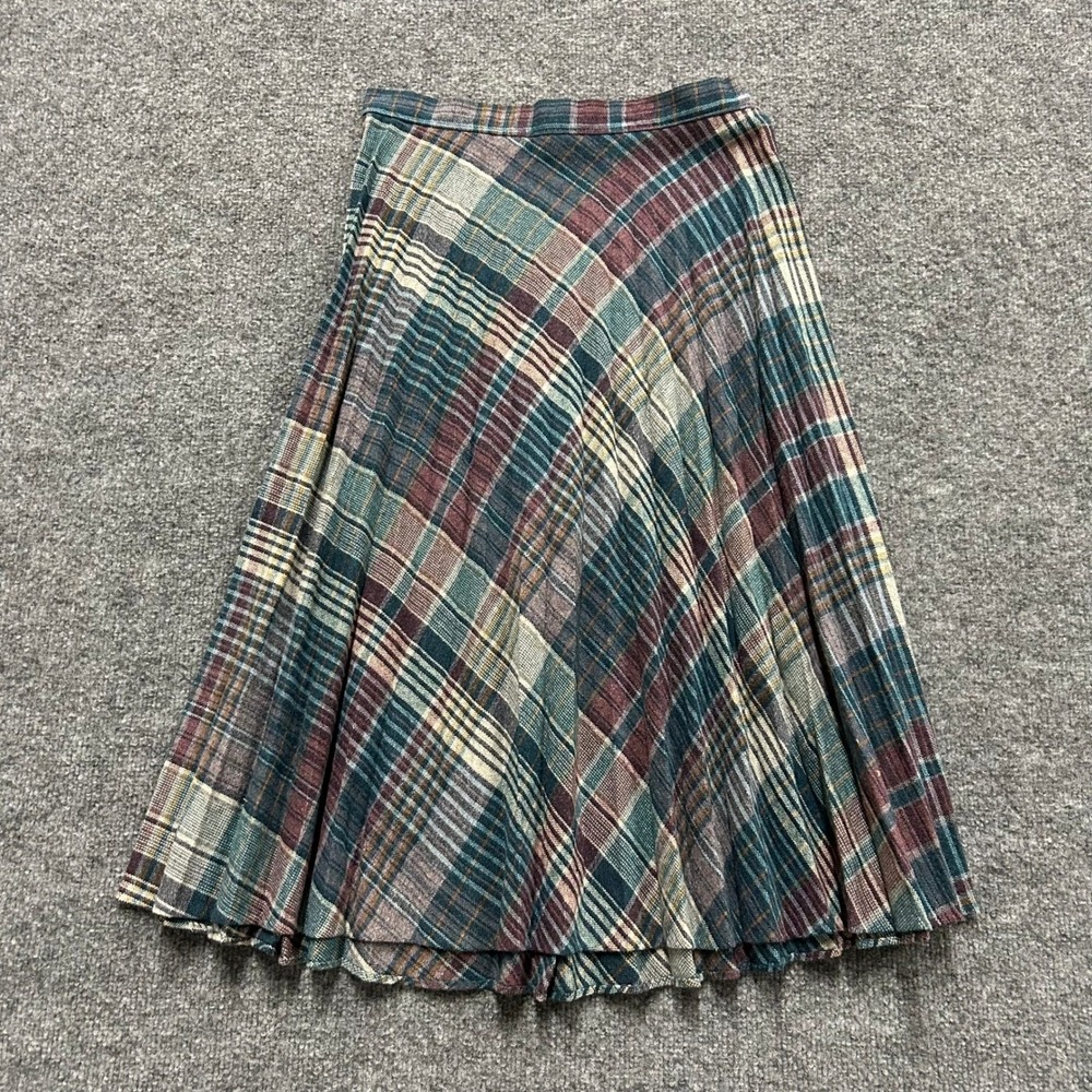Vintage Skirt Womens Size 26 Multicolor pleated A-Line Midi Academic Casual - Picture 2 of 6